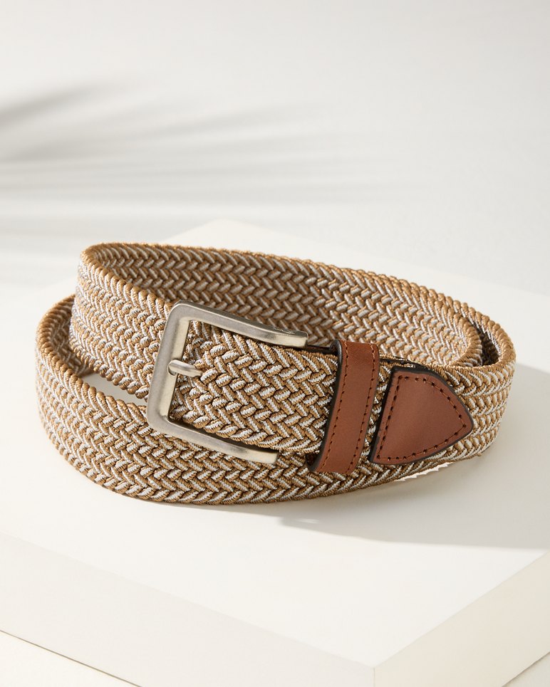 Two-Tone Stretch Webbed Belt - Khaki