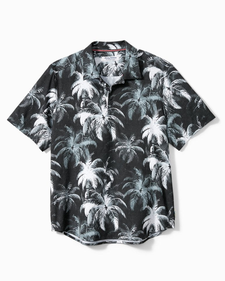 Big & Tall Bahama Coast Palm Burst IslandZone® Polo - Black