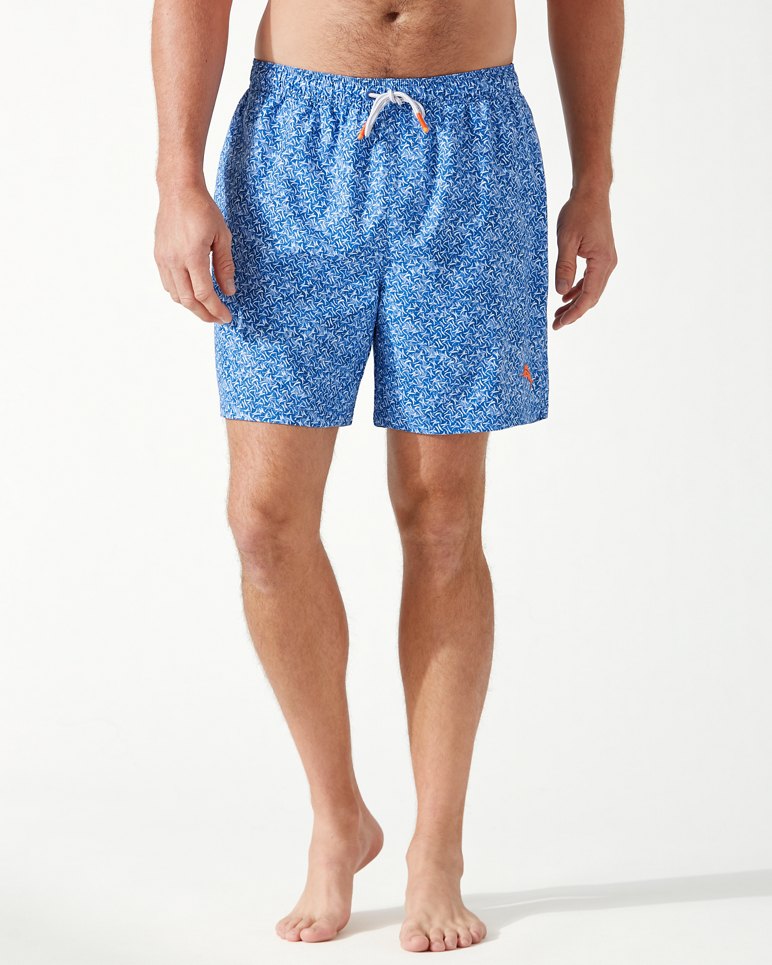 Big & Tall Naples Crescent Wave Swim Trunks - Blue Splash