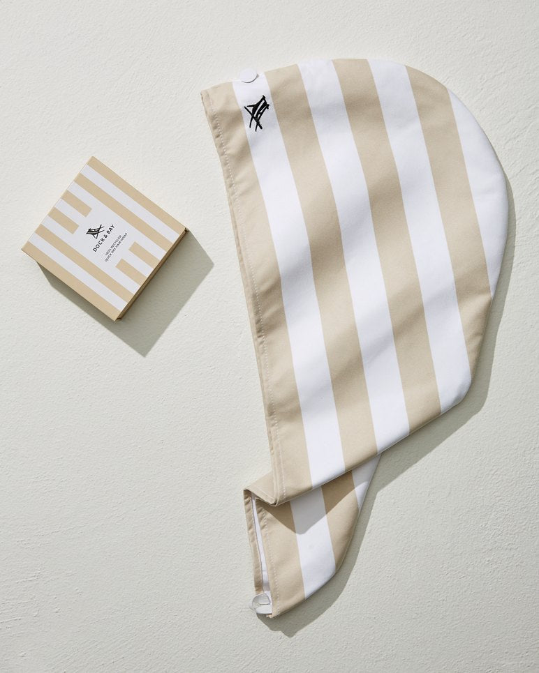 Cabana Stripe Quick Dry Hair Wrap - Beige