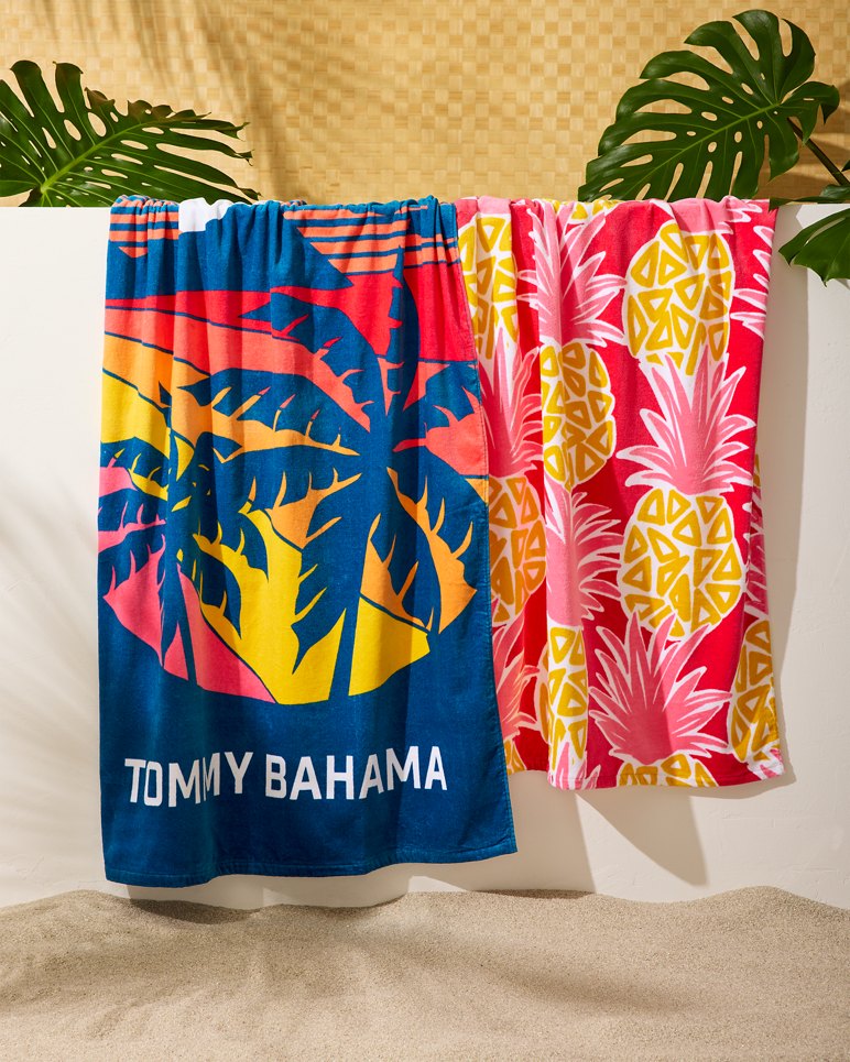 Pineapple Bash & Palm Sunset Beach Towels - Set of 2 - Multicolor