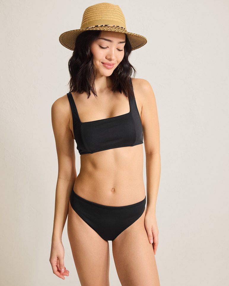 Palm Modern Square-Neck Bikini Top - Black