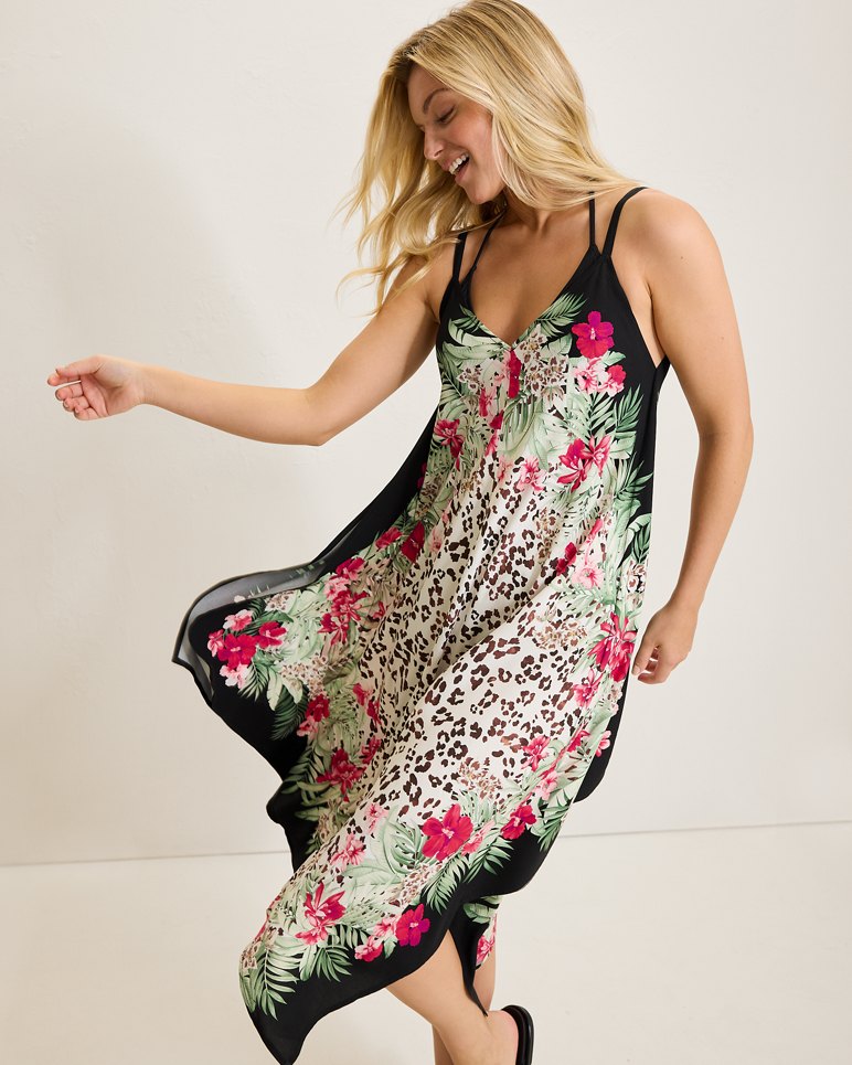 Lily Cat Scarf Coverup Dress - Black