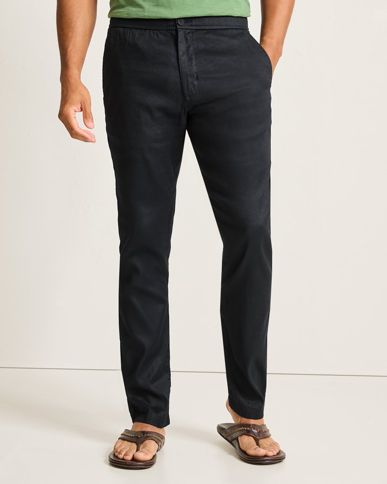 Beach Coast Linen-Blend Elastic Waist Pants