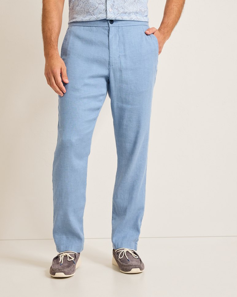 Beach Coast Linen-Blend Elastic Waist Pants
