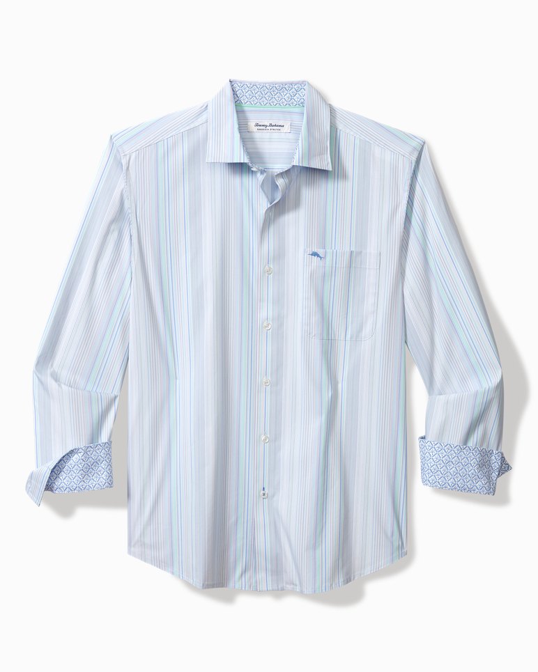 Sarasota Stretch Santiago Stripe IslandZone® Shirt - Dew Drop