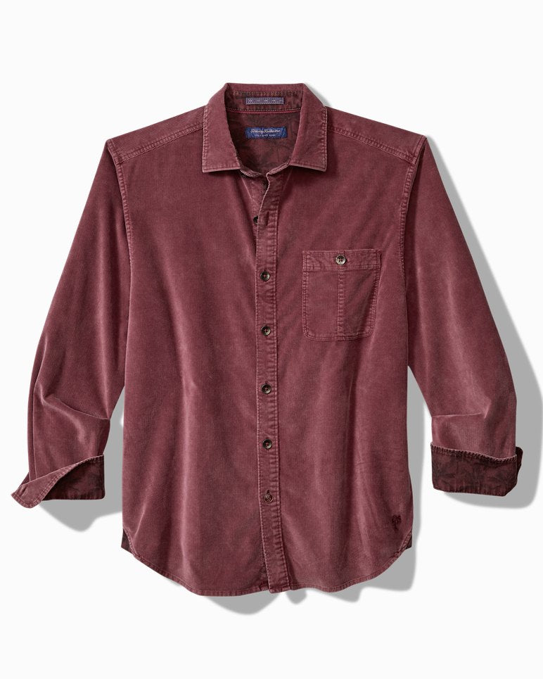 Coastline Cord Stretch Sun Fade Shirt - Aged Claret