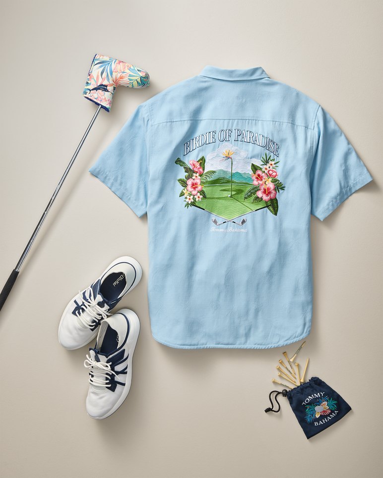 Birdie of Paradise Silk Camp Shirt - Blue Jay