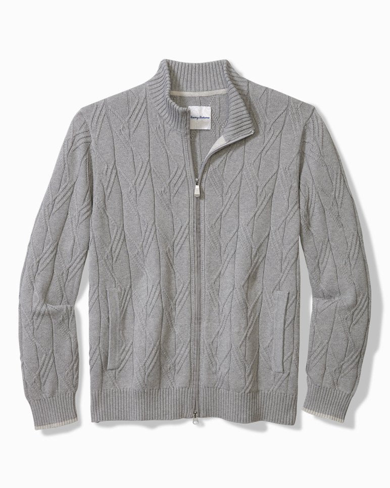 Capital Cable Full-Zip Cardigan - Grey Heather