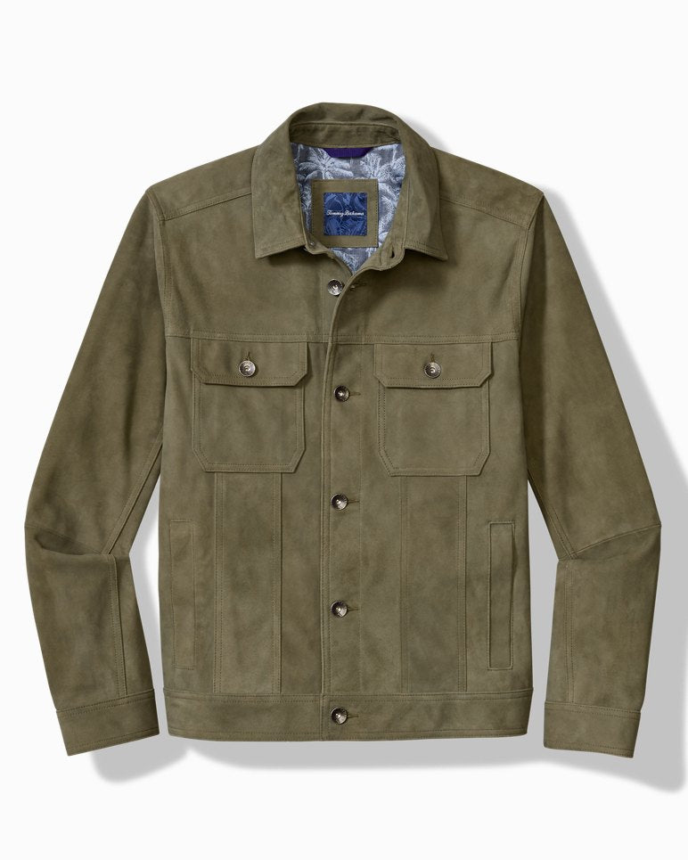 Pine Lake Suede Trucker Jacket - Beetle Green