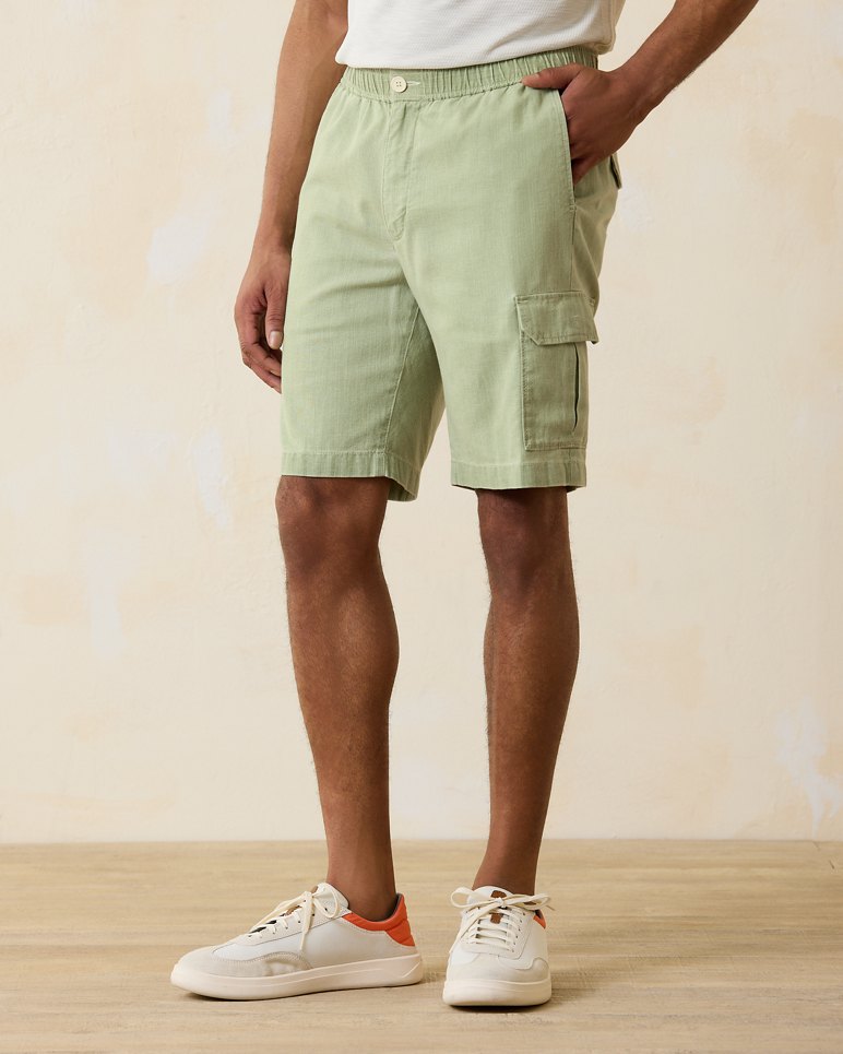 Linen the Dream 9 Inch Elastic Waist Cargo Shorts