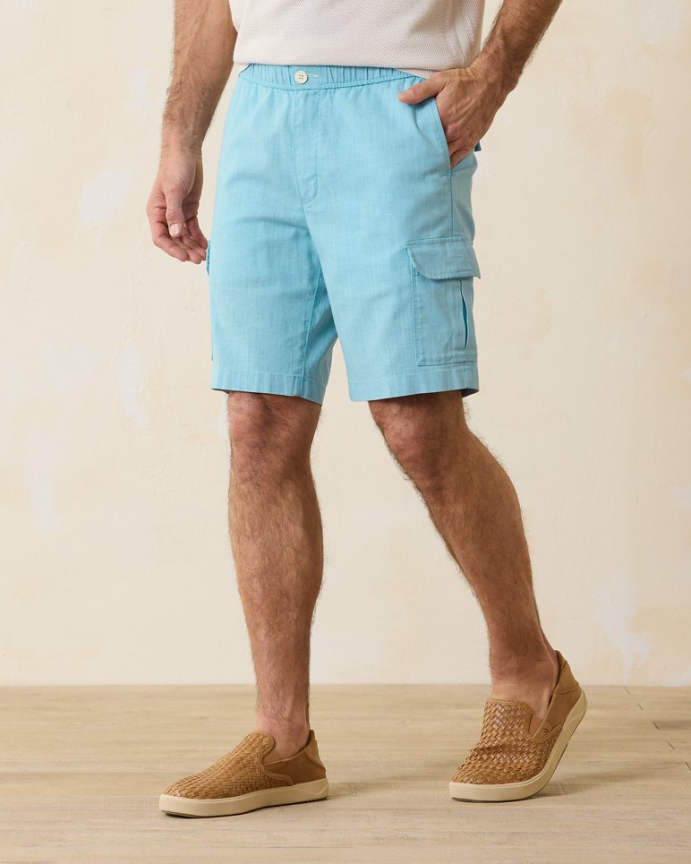 Linen the Dream 9 Inch Elastic Waist Cargo Shorts
