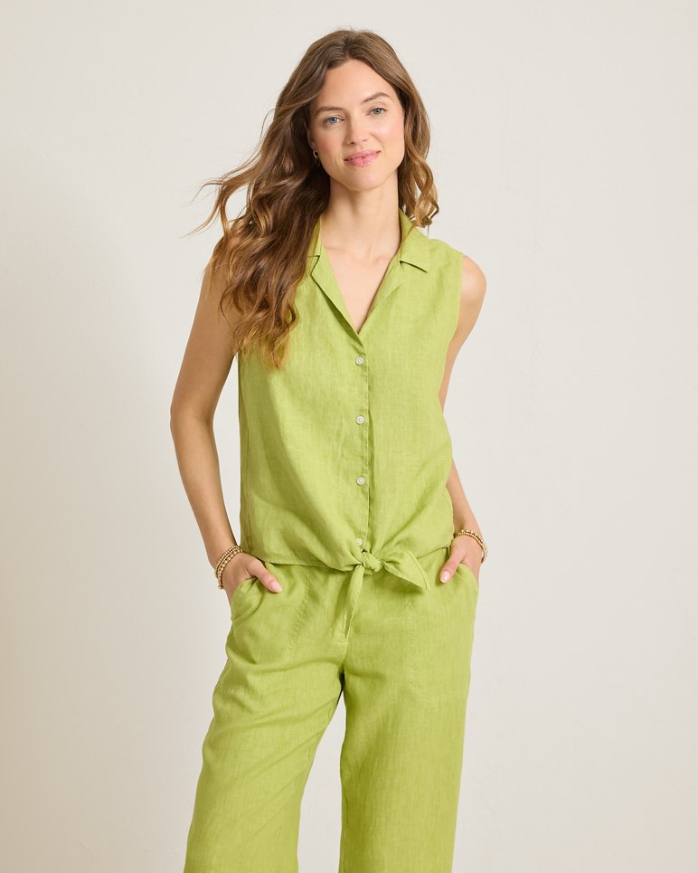 Two Palms Sleeveless Linen Shirt