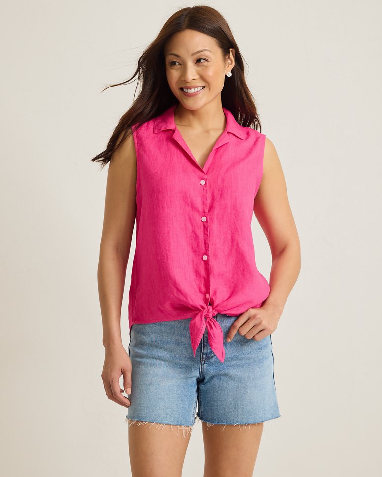 Two Palms Sleeveless Linen Shirt