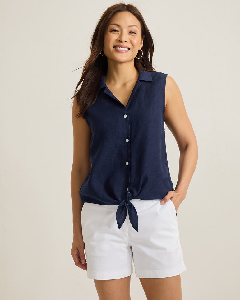 Two Palms Sleeveless Linen Shirt