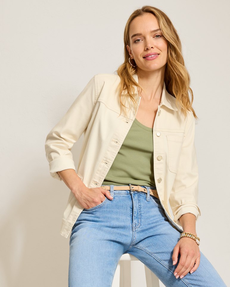 Ella Twill Denim Chore Coat - Ecru Sand