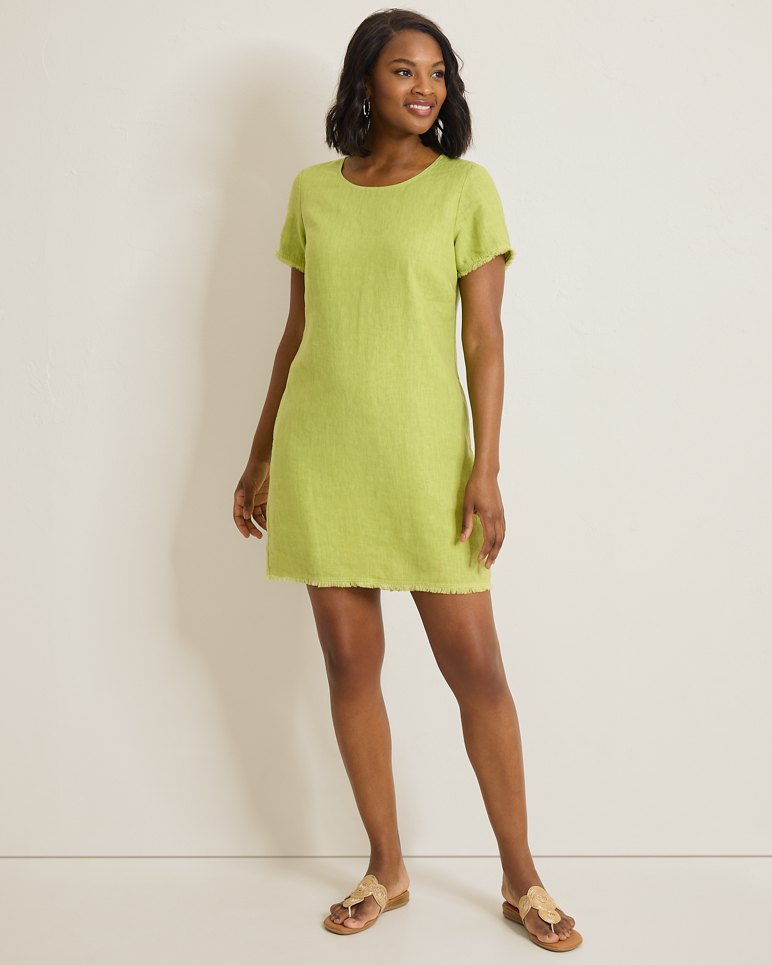 Two Palms Cap Sleeve Linen Dress