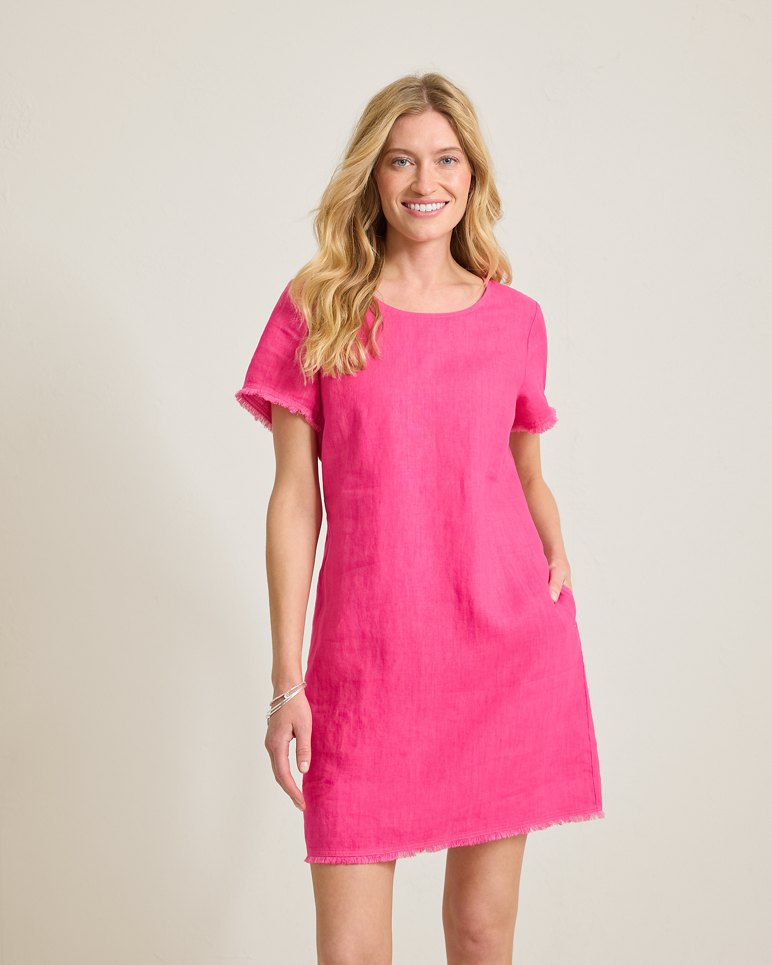Two Palms Cap Sleeve Linen Dress