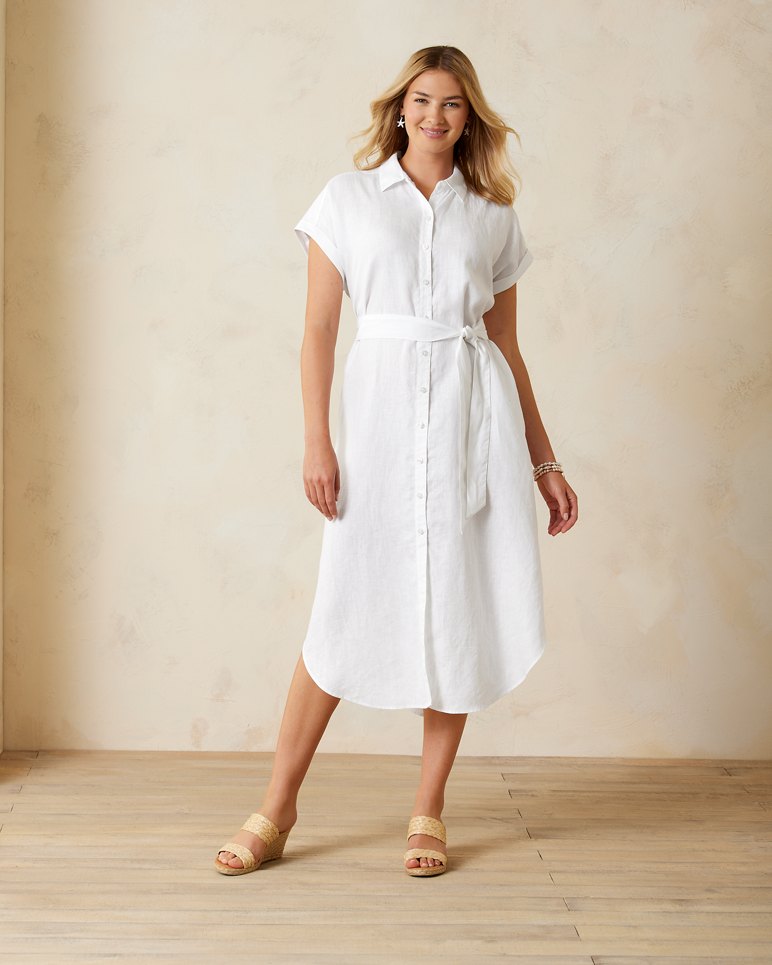 Coastalina Linen Maxi Shirt Dress