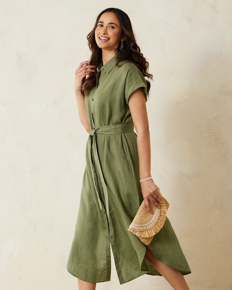Coastalina Linen Maxi Shirt Dress