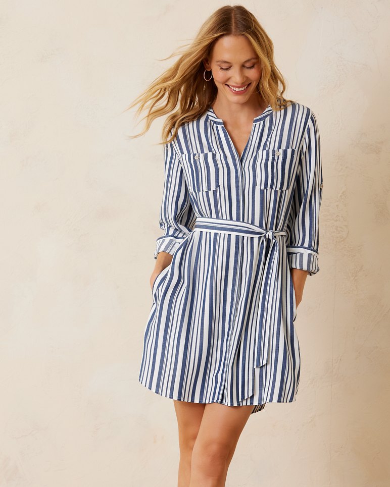 MISSION BEACH STRIPE LS DRESS