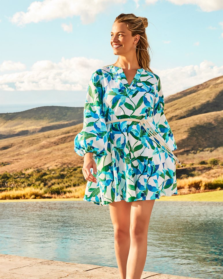 Coastalina Linen Seaside Bright Dress - White