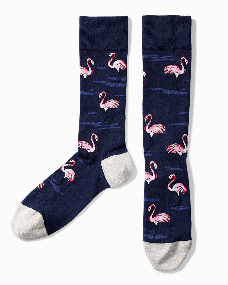 Frolicking Flamingo Socks - Coastline