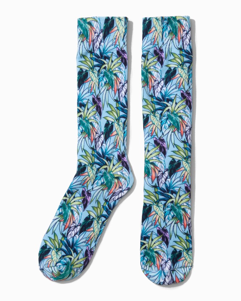 Paradise Island Palm Socks - Aqua Ice