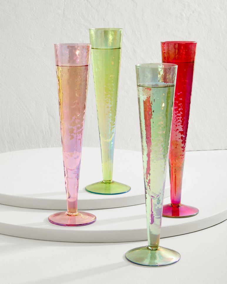 Luster Champagne Glasses — Set of 4 - Multicolor