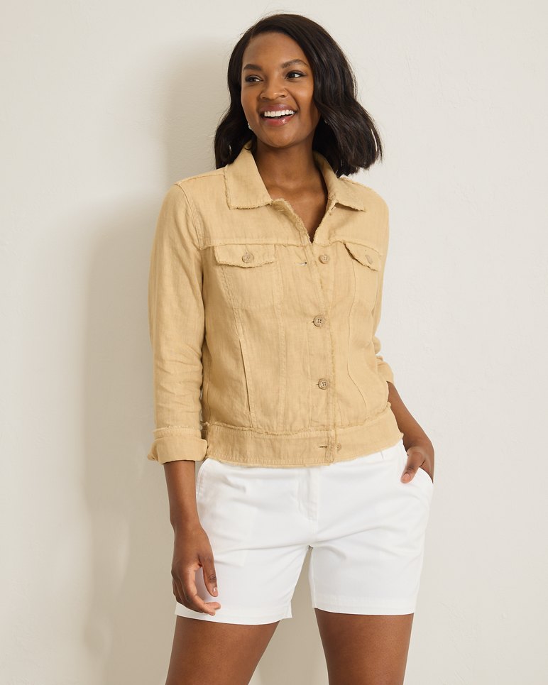 Two Palms Linen Raw Edge Jacket