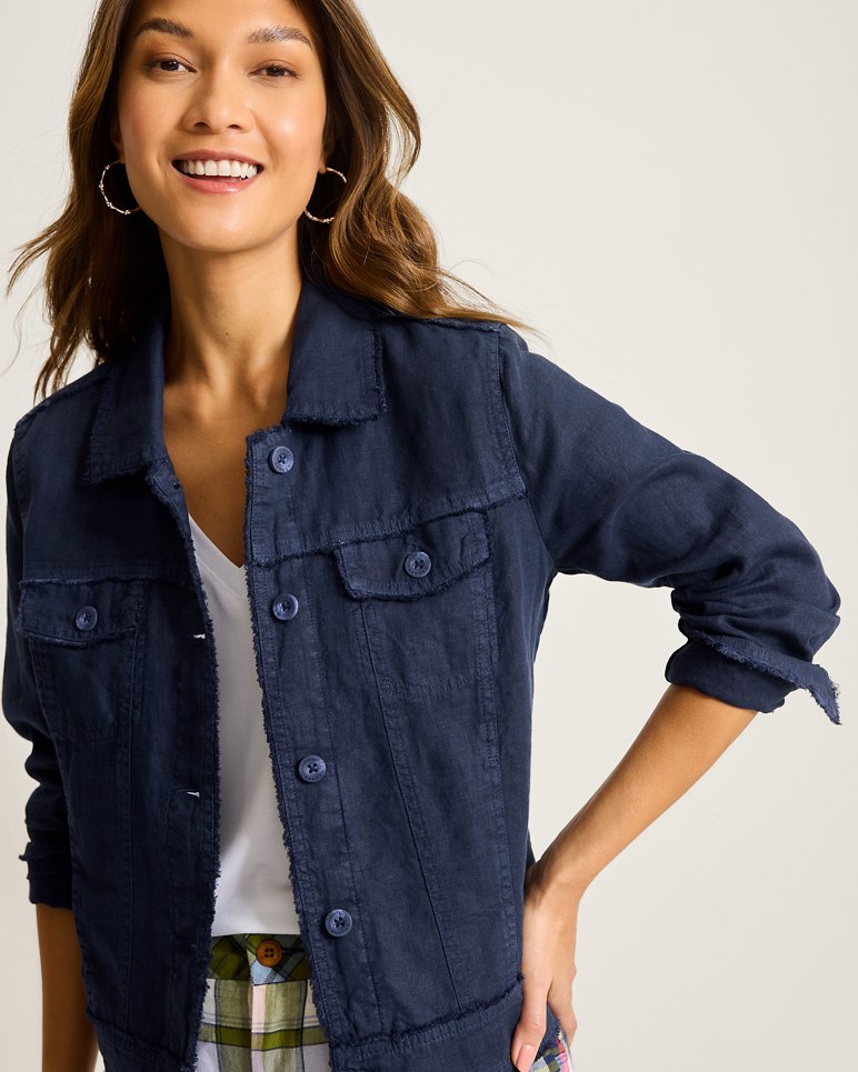 Two Palms Linen Raw Edge Jacket